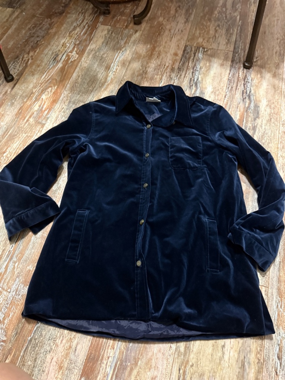 Coldwater Creek Deep Navy Velvet Button-Front Jacket
